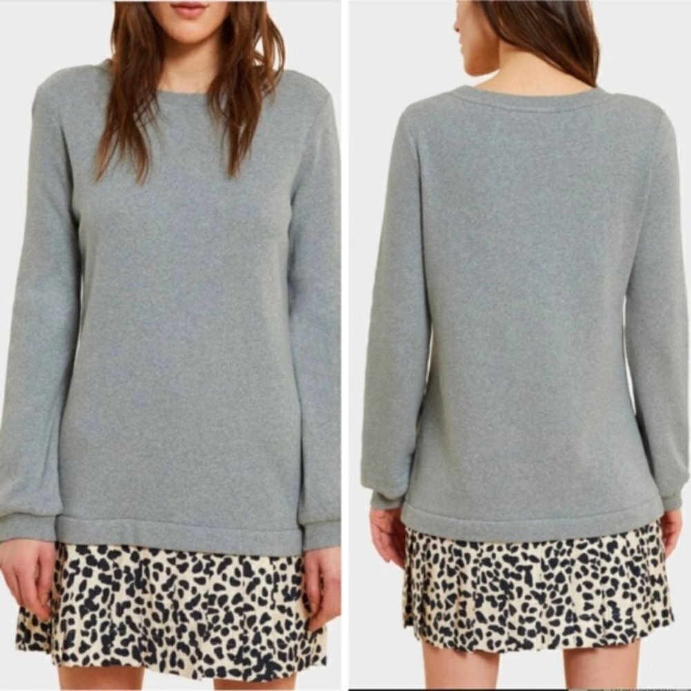 KINLY Black Terry Leopard Pleated Drop Waist Mini Dress Small Long Sleeve